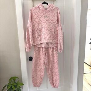 LoveShackFancy x GAP Pink Ditsy Floral Hoodie and Joggers Set Sweatsuit Medium